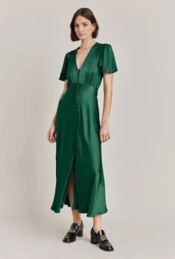 Grace Satin Midi Dress Dark Green 20 Grace Satin Midi Dress Dark Green -Ghost Fashion Store D07G023 J13 29004 650px 964px