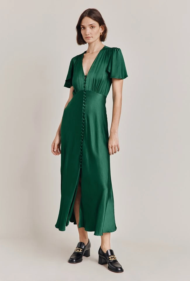 Grace Satin Midi Dress Dark Green 11 Grace Satin Midi Dress Dark Green - Image 9