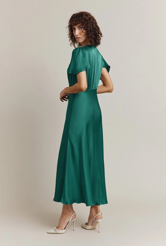 Grace Satin Midi Dress Dark Green 8 Grace Satin Midi Dress Dark Green - Image 6