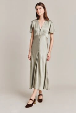 Grace Satin Midi Dress Seagrass -Ghost Fashion Store D07G023 J32 28698 650px 964px