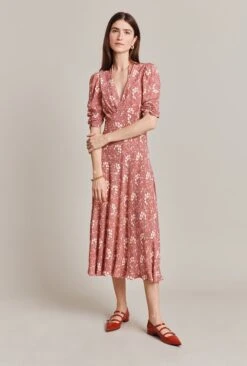Madi Crepe Midi Dress Red Floral 10 Madi Crepe Midi Dress Red Floral -Ghost Fashion Store D07G024 Z86 28780 650px 964px