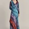 Milana Satin Maxi Dress Blue Tie Dye Print -Ghost Fashion Store D07G026 Z75 29431 650px 964px