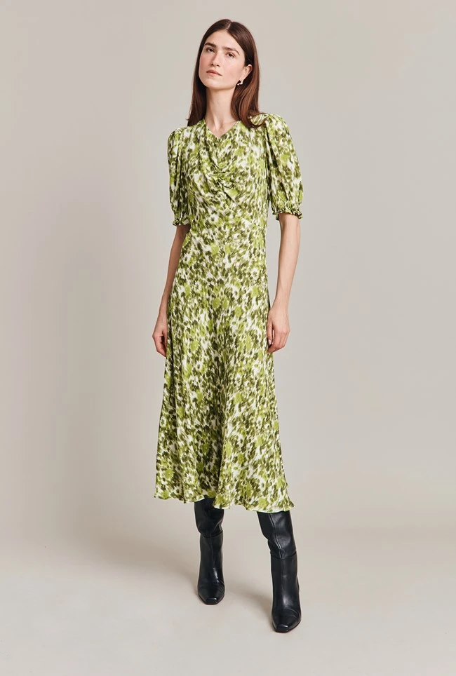Lainey Crepe Midi Dress Green Ikat 5 Lainey Crepe Midi Dress Green Ikat - Image 3