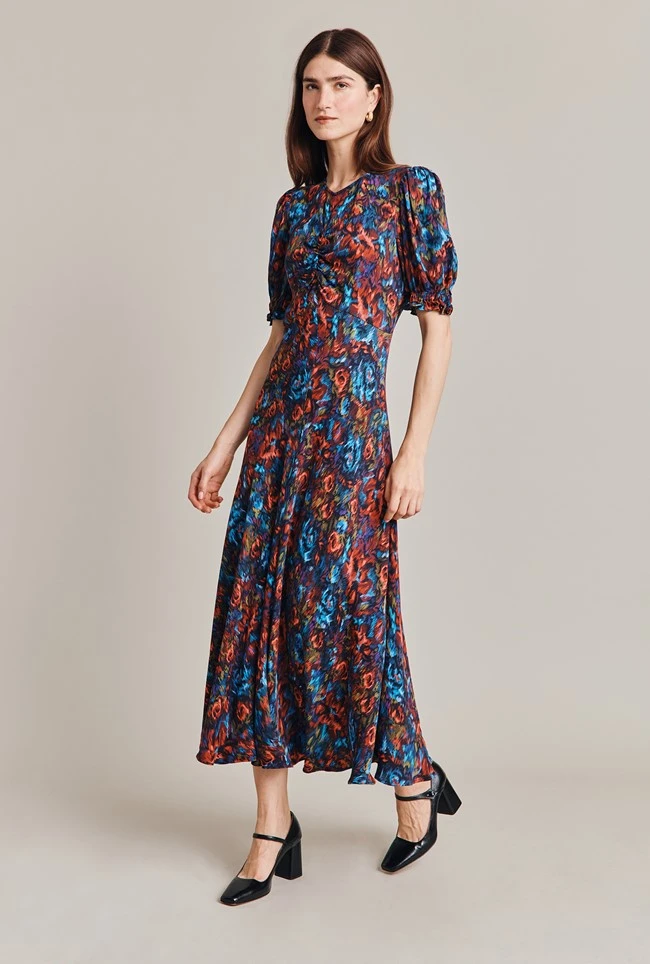 Lainey Crepe Midi Dress Blue Ikat 4 Lainey Crepe Midi Dress Blue Ikat - Image 2