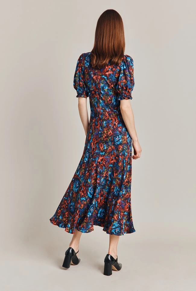 Lainey Crepe Midi Dress Blue Ikat 8 Lainey Crepe Midi Dress Blue Ikat - Image 6