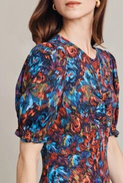 Lainey Crepe Midi Dress Blue Ikat 14 Lainey Crepe Midi Dress Blue Ikat -Ghost Fashion Store D07G027 Z88 29273 650px 964px