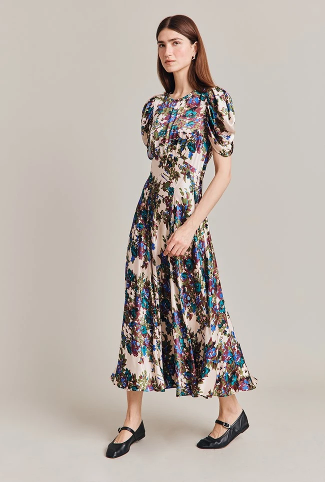 Beatrix Satin Midi Dress Green Floral 6 Beatrix Satin Midi Dress Green Floral - Image 4