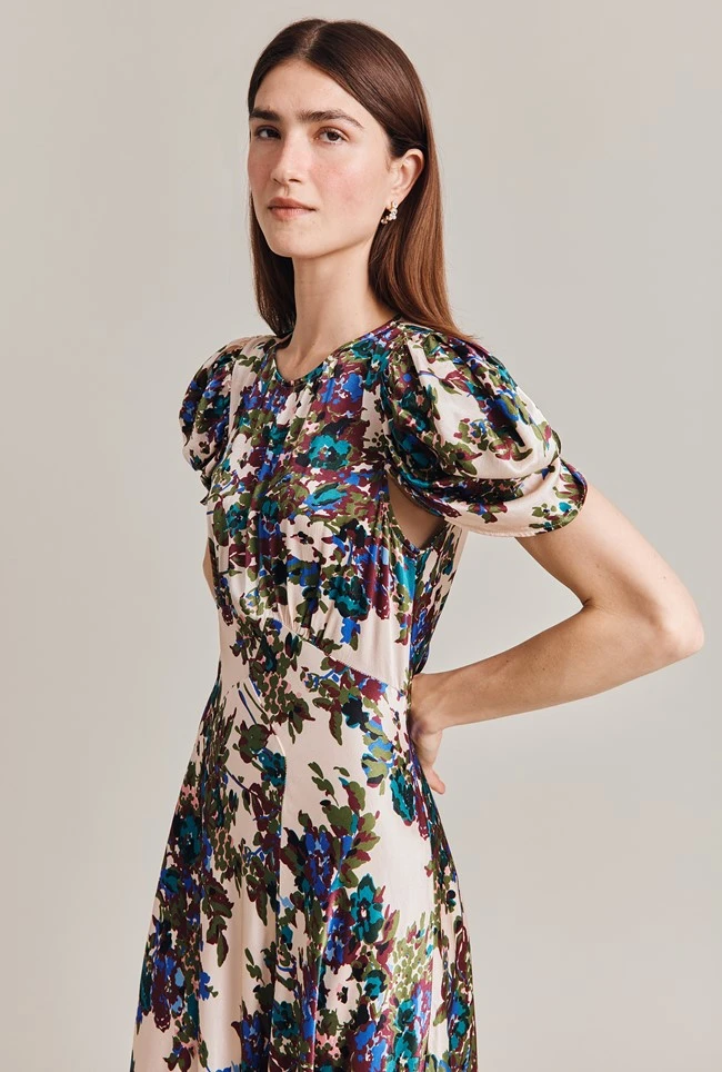 Beatrix Satin Midi Dress Green Floral 4 Beatrix Satin Midi Dress Green Floral - Image 2