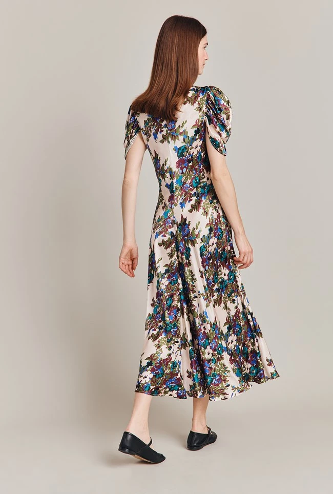 Beatrix Satin Midi Dress Green Floral 8 Beatrix Satin Midi Dress Green Floral - Image 6