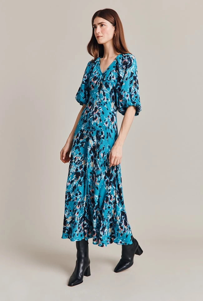 Dana Crepe Midi Dress Blue Inky Flowers 7 Dana Crepe Midi Dress Blue Inky Flowers - Image 5