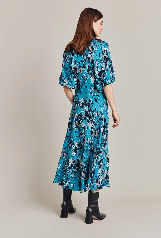 Dana Crepe Midi Dress Blue Inky Flowers 8 Dana Crepe Midi Dress Blue Inky Flowers - Image 6