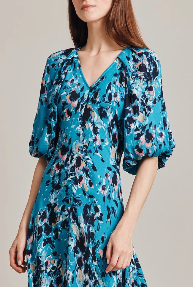Dana Crepe Midi Dress Blue Inky Flowers 9 Dana Crepe Midi Dress Blue Inky Flowers - Image 7