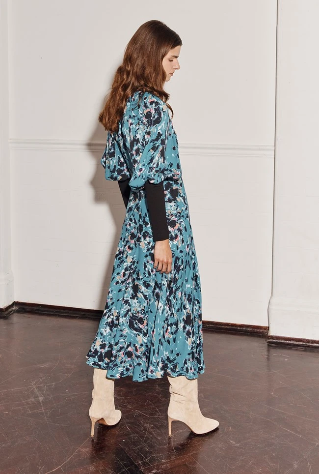 Dana Crepe Midi Dress Blue Inky Flowers 5 Dana Crepe Midi Dress Blue Inky Flowers - Image 3