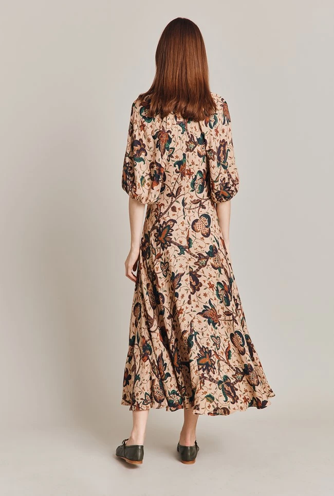 Dana Crepe Midi Dress Cream Jacobean Floral 8 Dana Crepe Midi Dress Cream Jacobean Floral - Image 6