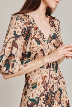 Dana Crepe Midi Dress Cream Jacobean Floral 14 Dana Crepe Midi Dress Cream Jacobean Floral -Ghost Fashion Store D07G030 Z87 28984 650px 964px