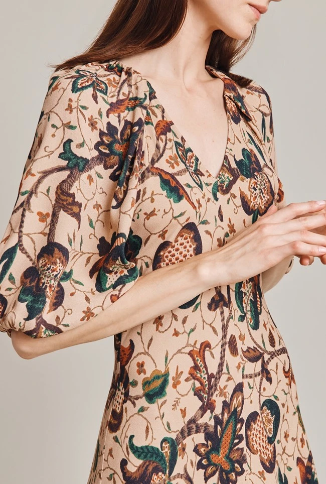 Dana Crepe Midi Dress Cream Jacobean Floral 7 Dana Crepe Midi Dress Cream Jacobean Floral - Image 5