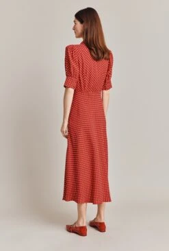 Wilma Crepe Midi Dress Red Spot -Ghost Fashion Store D07G034 Z78 29044 650px 964px