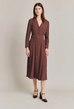 Lucinda Satin Midi Dress Russet Spot 10 Lucinda Satin Midi Dress Russet Spot -Ghost Fashion Store D07G040 Z15 28900 650px 964px