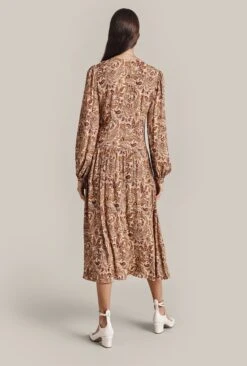 Ava Crepe Midi Dress Khaki Paisley 11 Ava Crepe Midi Dress Khaki Paisley -Ghost Fashion Store D07G042 Z02 29594 650px 964px