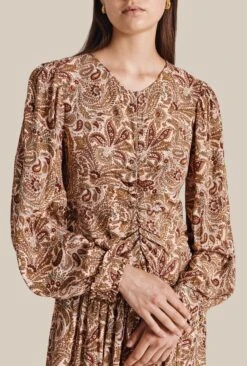 Ava Crepe Midi Dress Khaki Paisley 12 Ava Crepe Midi Dress Khaki Paisley -Ghost Fashion Store D07G042 Z02 29615 650px 964px