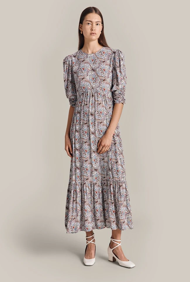 Maya Crepe Midi Dress Blue Paisley Star 4 Maya Crepe Midi Dress Blue Paisley Star - Image 2