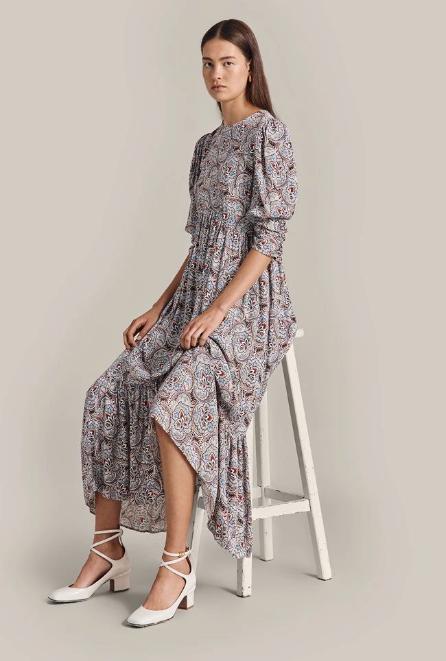 Maya Crepe Midi Dress Blue Paisley Star 6 Maya Crepe Midi Dress Blue Paisley Star - Image 4