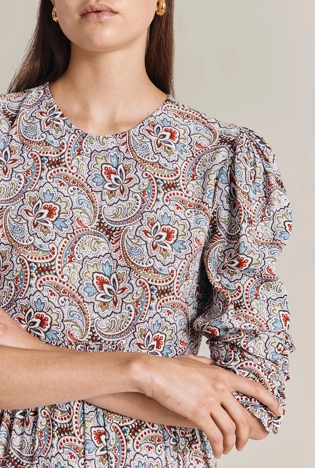 Maya Crepe Midi Dress Blue Paisley Star 5 Maya Crepe Midi Dress Blue Paisley Star - Image 3