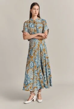 Harriet Crepe Midi Dress Blue Tapestry -Ghost Fashion Store D07G044 Z06 29161 650px 964px