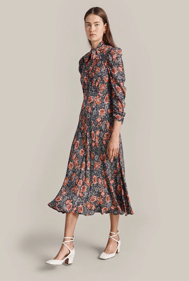 Erin Crepe Midi Dress Red Batik Bloom 5 Erin Crepe Midi Dress Red Batik Bloom - Image 3