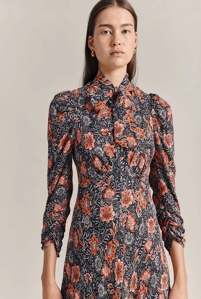 Erin Crepe Midi Dress Red Batik Bloom 4 Erin Crepe Midi Dress Red Batik Bloom - Image 2