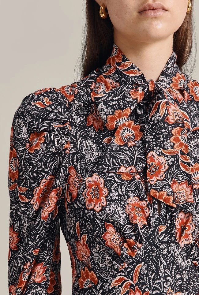 Erin Crepe Midi Dress Red Batik Bloom 6 Erin Crepe Midi Dress Red Batik Bloom - Image 4