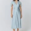 Grace Satin Button V-Neck Dress -Ghost Fashion Store D08G049 K16 32892 650px 964px