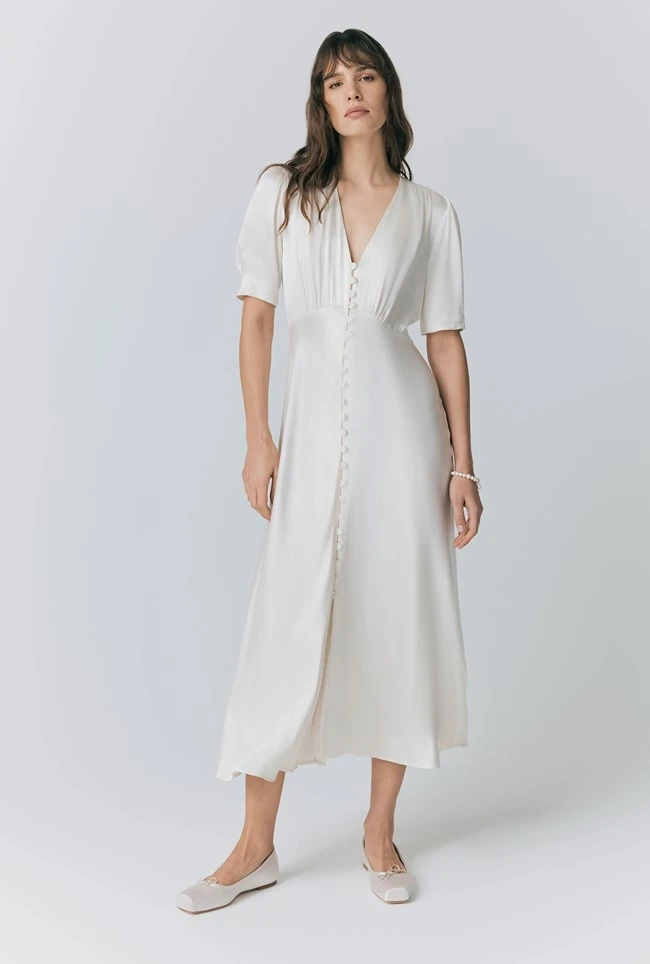 Madison Satin Button Through Dress 3 Madison Satin Button Through Dress