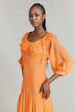 Poppy Polka Dot Godet Georgette Dress