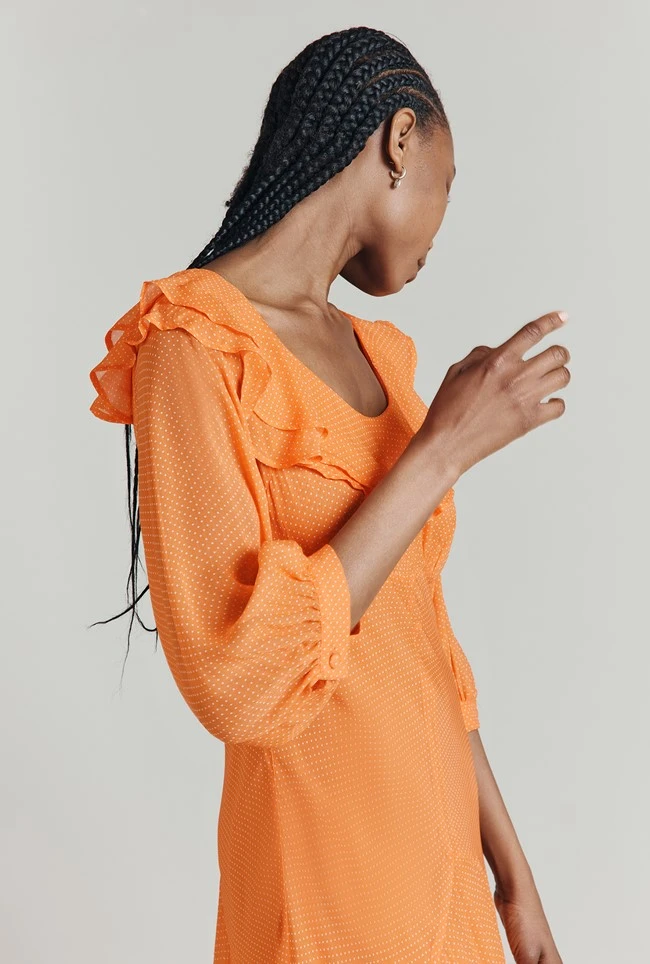 Poppy Polka Dot Godet Georgette Dress 6 Poppy Polka Dot Godet Georgette Dress - Image 4