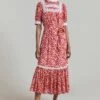 Josephine Ditsy Floral Printed Cotton Lace Trim Dress