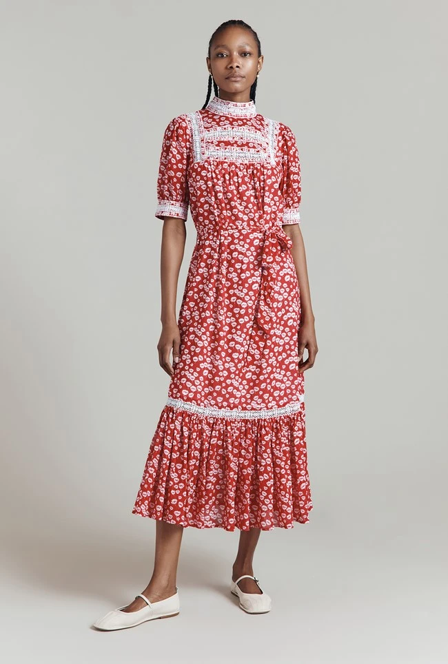 Josephine Ditsy Floral Printed Cotton Lace Trim Dress 3 Josephine Ditsy Floral Printed Cotton Lace Trim Dress