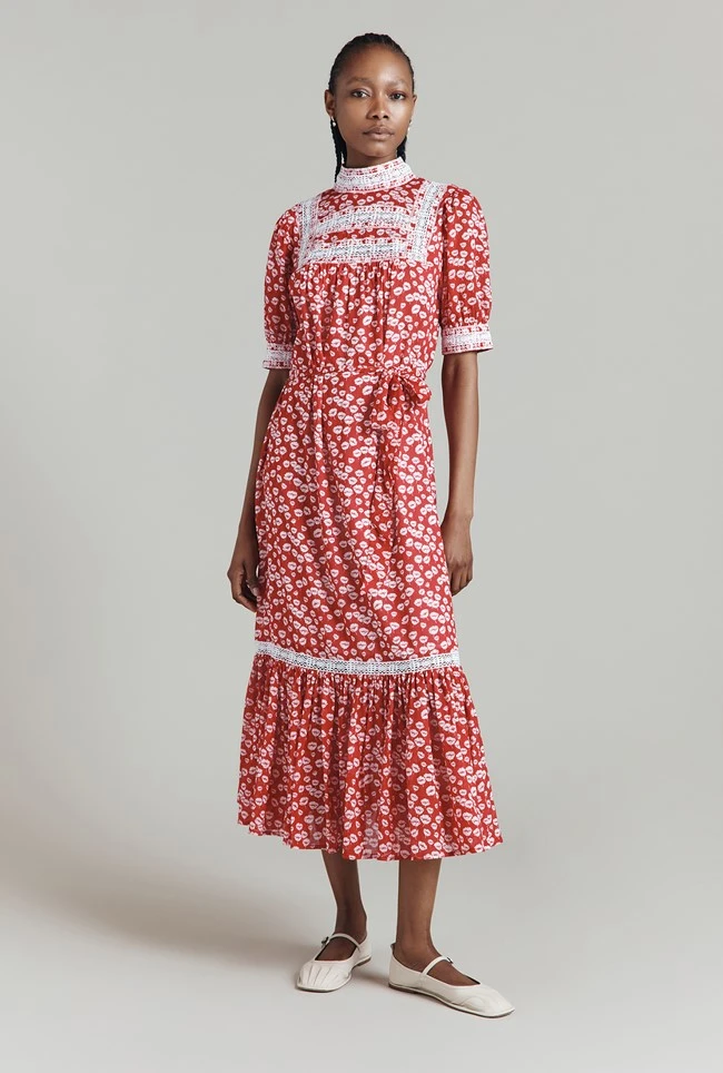 Josephine Ditsy Floral Printed Cotton Lace Trim Dress 5 Josephine Ditsy Floral Printed Cotton Lace Trim Dress - Image 3