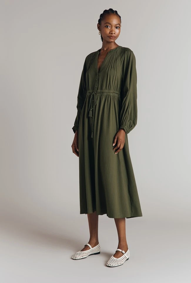 Santori Embroidery Trim Cotton Jersey Midi Dress 3 Santori Embroidery Trim Cotton Jersey Midi Dress