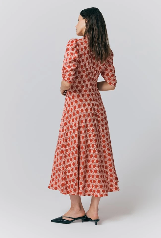 Madi Crepe Polka Dot Floral Midi Dress 6 Madi Crepe Polka Dot Floral Midi Dress - Image 4