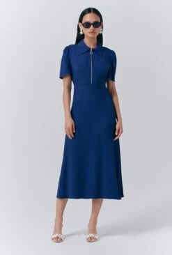 Haisley Crepe Collared Midi Tea Dress