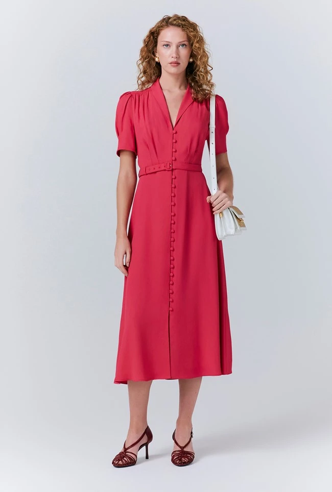 Rowan Button Crepe Midi Tea Dress 3 Rowan Button Crepe Midi Tea Dress