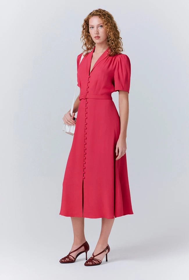 Rowan Button Crepe Midi Tea Dress 5 Rowan Button Crepe Midi Tea Dress - Image 3
