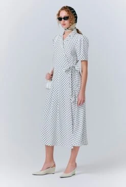 Giselle Crepe Polka Dot Wrap Dress -Ghost Fashion Store D10G030 Z08 33442 650px 964px