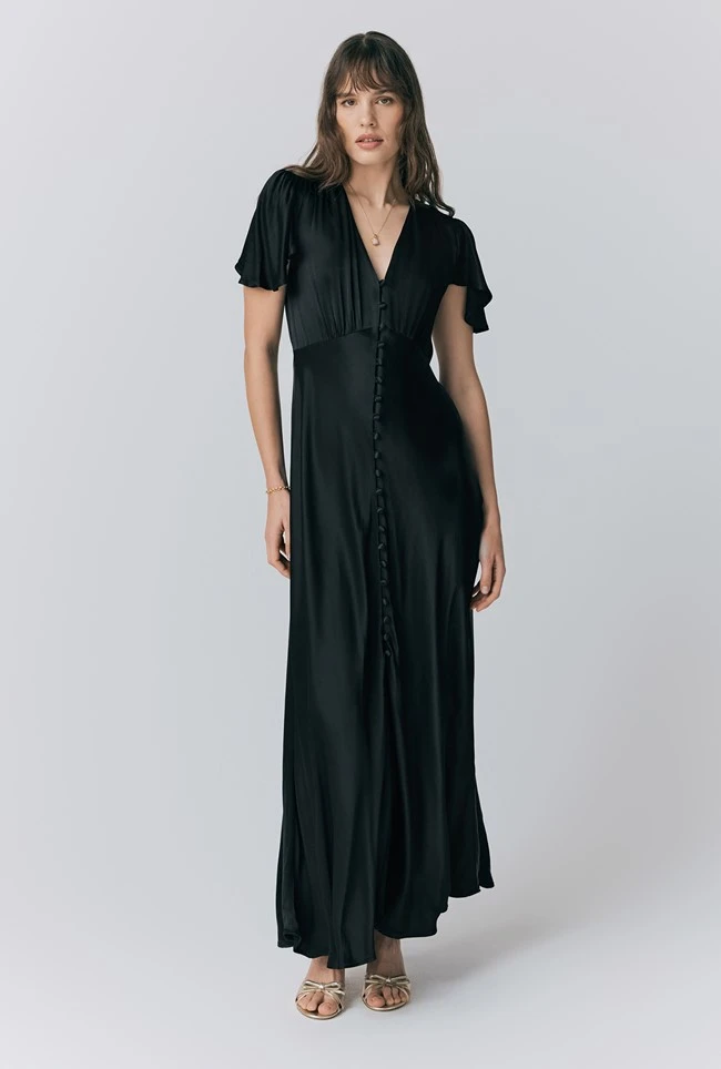 Delphine Button Satin Maxi Dress 3 Delphine Button Satin Maxi Dress