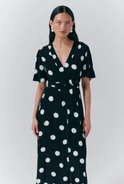 Jess Crepe Polka Dot Midi Tea Dress 10 Jess Crepe Polka Dot Midi Tea Dress -Ghost Fashion Store D10G039 Z14 33657 650px 964px