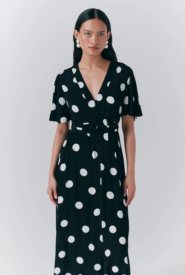 Jess Crepe Polka Dot Midi Tea Dress 6 Jess Crepe Polka Dot Midi Tea Dress - Image 4