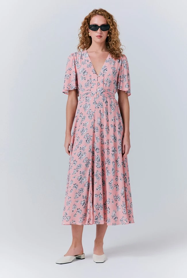 Jess Crepe Floral Midi Tea Dress 3 Jess Crepe Floral Midi Tea Dress