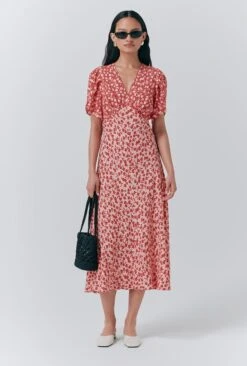 Lulu Crepe Floral Midi Tea Dress