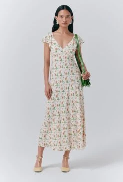 Maya Crepe Floral Print Slip Dress